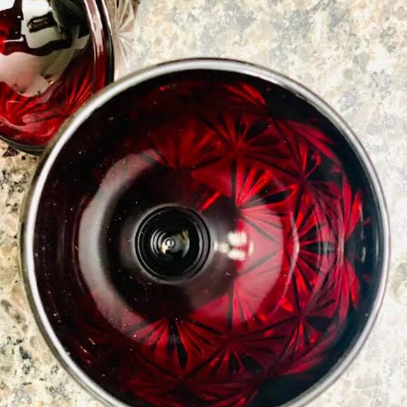 French Red Pedestal Egg-shaped Candy Dish, Ruby Red Candy Dish, Luminarc France - Picture 12 of 12